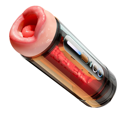 Blowjob Pocket Pussy Automatic Male Masturbator Mouth Vagina Double-Headed Penetration Channel Vibrating Moaning Sex Toy