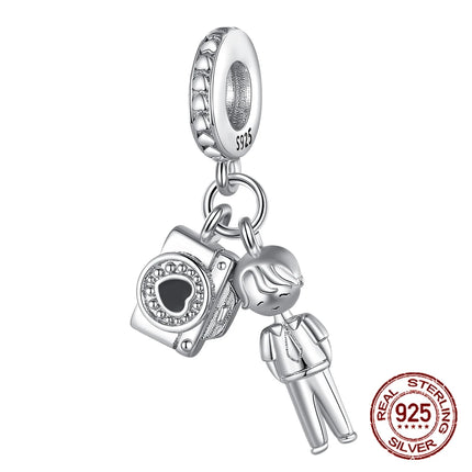 925 sterling silver boys and girls lovers pendant charms Fit 4MM hole diameter bracelet charm beads necklace Diy female jewelry