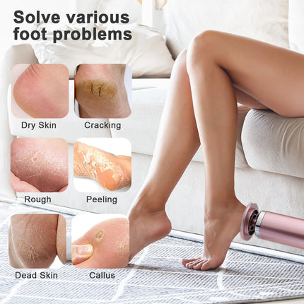 2-in-1 Electric Pedicure Foot Callus Remover Foot Care Electronic Foot Grinder & Replacement Sandpaper Dead Skin Pedicure Tool