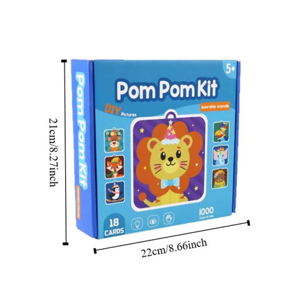 Handmade Material Children's Sticker Book Hairball Educational Animal Pompom Art Kit Early Learning Montessori Pompom Crafts
