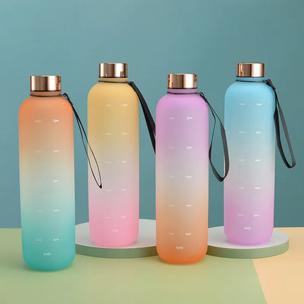 1L Water Bottles for Girls Kids Leakproof Gym Fitness Sports Bottle for Outdoor Travel, Camping Frosted Plastic Drinking Bottle