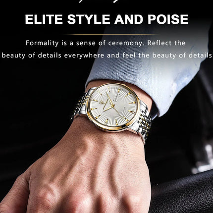 POEDAGAR Fashion Business Men's Watches Waterproof Luminous Date&Week Stainless Steel Men Watch Quartz Exquisite Male Wristwatch