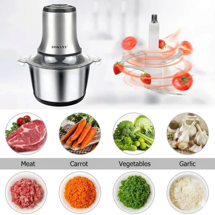 800W 3L Electric Meat Grinder Multifunction Food Processor Stainless Steel Kitchen Grinder Vegetable Chopper Slicer Machine Home