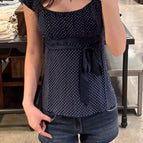 navy polka dot / L
