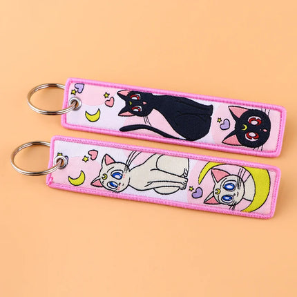 Sailor Moon Keychain Usagi Anime Embroidery Key Tag Motorcycles Cars Backpack Chaveiro Keychain Fashion Key Ring Friends Gift