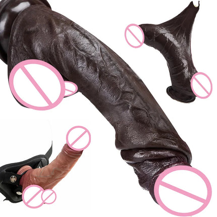 Wearable Strap on Realistic Dildos Skin Sliding Foreskin Layer Double Silicone Anal Butt Plug for Women Masturbators Sex Toys18+