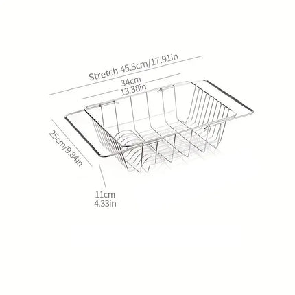 1pc Retractable Sink Drain Rack Sink Dish Drain Rack Expandable  Adjustable Vegetable Fruit Washing Basket Kitchen Accessories