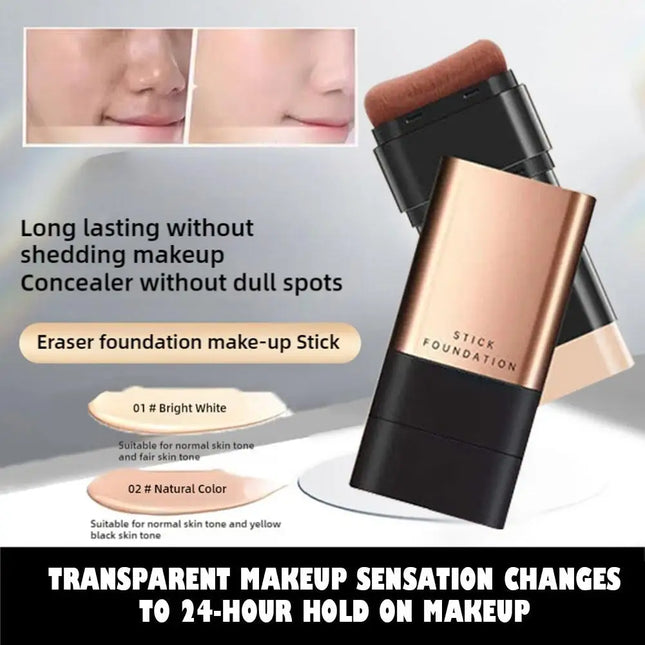 Foundation Stick High Coverage Concealer Stick With Big Brush 2 In 1 Moisturizing Face Waterproof BB Cream Korean Makeup Base