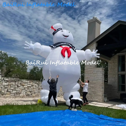 Giant Inflatable Stay Puft Marshmallow Man Holiday Decor For Halloween Christmas Yard Party Parade Float Prop With LED Lights