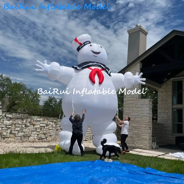 Giant Inflatable Stay Puft Marshmallow Man Holiday Decor For Halloween Christmas Yard Party Parade Float Prop With LED Lights