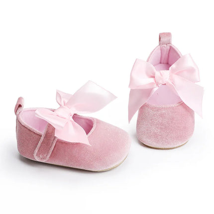 Spring and Autumn Baby Butterfly Knot Fashion Fluffy Princess Shoes 0-1 Year Old Baby Shoes Sneakers