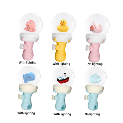 Playing with water spray gun, children's glowing water gun in summer, press water gun, indoor and outdoor interaction