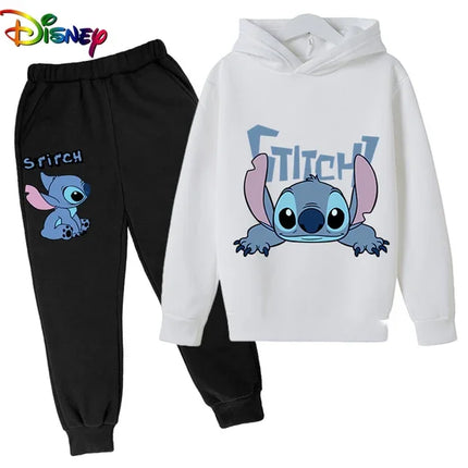 Children Boys Girls Stitch Hoodies Pants Set Boys Girls Stitch Sweatshirts Hooded Kids Fashion Stitch Pullovers Clothes Suit