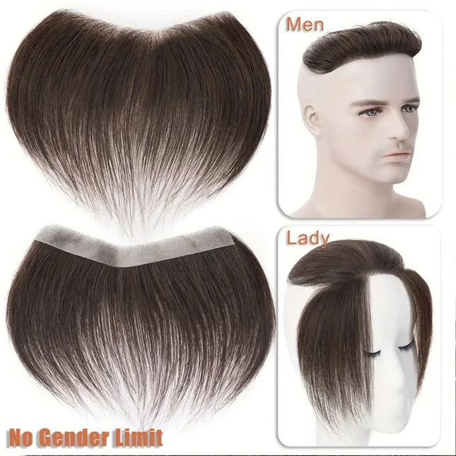 6 Inch Seamless Hairline Topper, Natural Look Replacement for Forehead Fringe & Hairline, Invisible Edge Adhesive Hair Extension