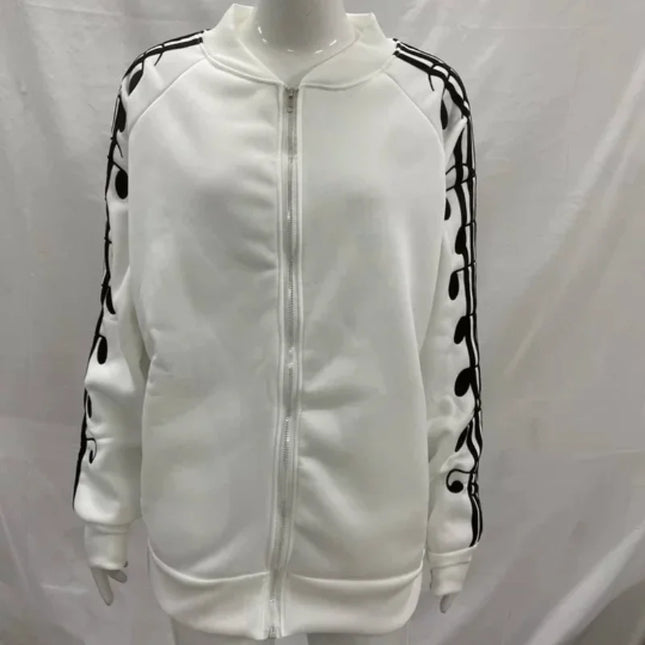 Y2K Gothic style sports cardigan, zipper hoodie, loose, casual, unisex, personalized sweater with musical note, new