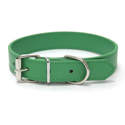 Solid Color Leather Dog Collar Adjustable Cat Necklace Puppy Neck Strap Suitable For Medium And Small Dogs Pet Supplies XS-XL