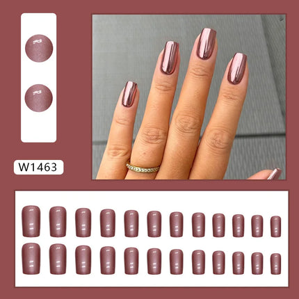 Fresh Flower 24 Pcs Press on Nails Pink Nail polish Glossy Artificial Finger Manicure Reusable False Nails for Women