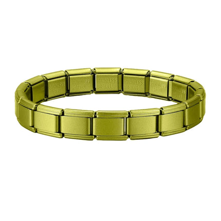 Wholesale High Quality Couple's Y2K Jewelry DIY 9MM Width Italian Elastic Bracelet Solid Color Stainless Steel Fashion Bangle