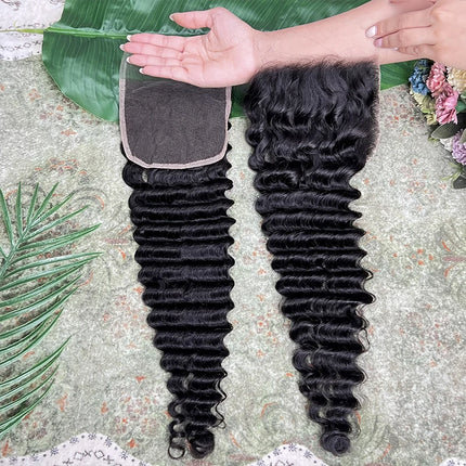 Deep Wave 5x5 HD Lace Closure Melt Skins Pre Plucked Small Knots Invisible HD Lace 100% Raw Virgin Human Hair Natural Color
