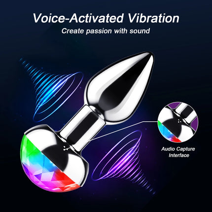 Voice control Anal Plug Vibrator APP Wireless Control Female Vagina Masturbator Butt Plug  LED Colorful Light Sex Toys for Women