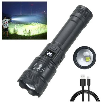 Handheld Portable Flashlight, High-power LED Torch, Emergency Lighting, Telescopic Mini Zoom Flashlight for Outdoor Fishing