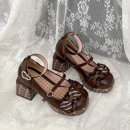 Design Style Butterfly-knot Women Lolita Pumps Shoes Fashion Ladies Platform Thick Heel Dress Leather Mary Jane Shoes