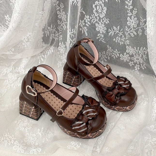 Design Style Butterfly-knot Women Lolita Pumps Shoes Fashion Ladies Platform Thick Heel Dress Leather Mary Jane Shoes