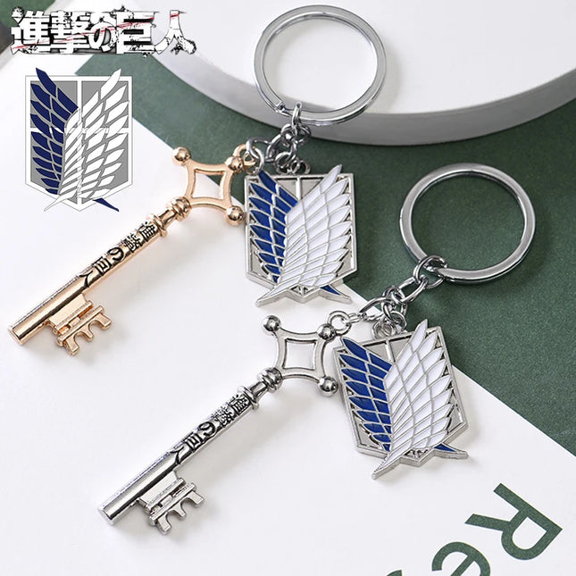 Anime Attack On Titan Keychain Shingeki no Kyojin Scouting Legion Emblem Pendant Key Chain for Women Men Cosplay Jewelry Gift