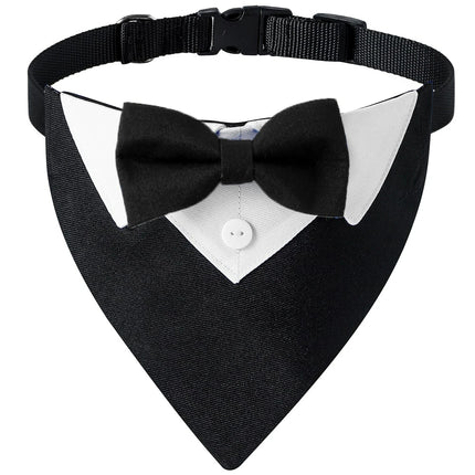 Sucado Bow Tie Dog Collar Tuxedo Bandana Adjustable Formal Puppy Triangle Neck Wear for Wedding Birthday Dress-up Cosplay Party