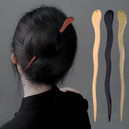 20023 Chinese Style Sandalwood Wood Hairpin Headwear Vintage Simple Green Wood Hair Sticks Female Hair Accessories Wholesale