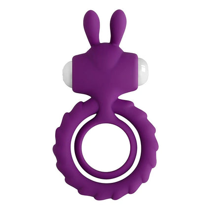 Penis Ring Dual Vibrating Delay Ejaculation Erection Enhancer Vibrator with Rabbit Ear Durable Cock Rings Sex Toy Men Couples