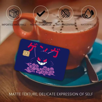 P-Pokemon Gengar Anime Diy Credit Debit Card Sticker Party Sticker Decoration Waterproof Small Chip Card Skin Sticker