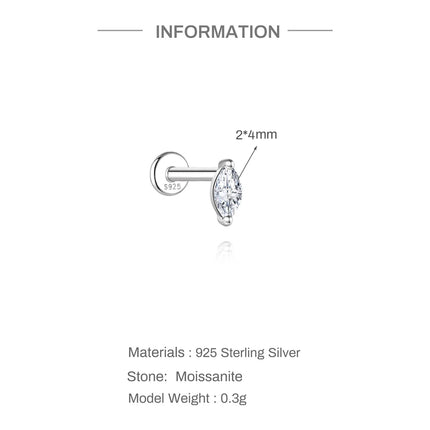 CANNER 925 Sterling Silver Shiny Heart-shape For Women INS Mini Cute Dainty Flat Head Piercing Earring Birthday Party Gifts