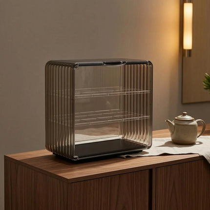 Acrylic Cup Storage Rack Space-Saving Two-Tier Cup Organizer Mug Display Case Shatterproof Tumbler Storage Rack Waterproof