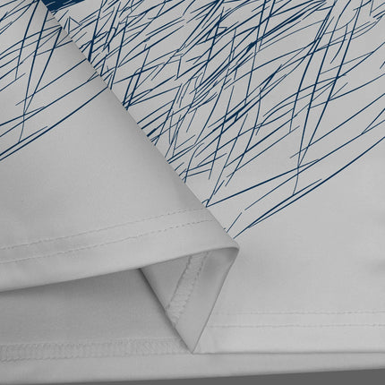 Men's Abstract Line Short-Sleeved Polo Shirt with a Collar, Casual Business Sporty Daily Style, Blue and White 3D Printed Half-Bu [Likely a Typo and Should Be "Half-Buttoned"]