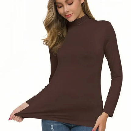 Womens Turtleneck T-Shirt Set  Soft Knit Casual Long Sleeve Tops for Spring & Fall  Stylish Basic Closet Essentials
