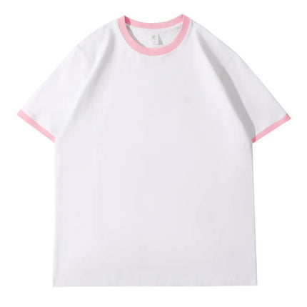 210G Heavy Cotton Men's T-shirt Edge-bumping O-Neck Short-sleeved Man T shirt Contrasting Color Splicing Men T-shirt Tops Tees