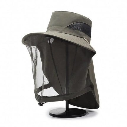 Breathable Bug Mesh Sun Hat Lightweight Mosquito Head Net for Camping Hiking Gardening Beekeeper Protector Cap