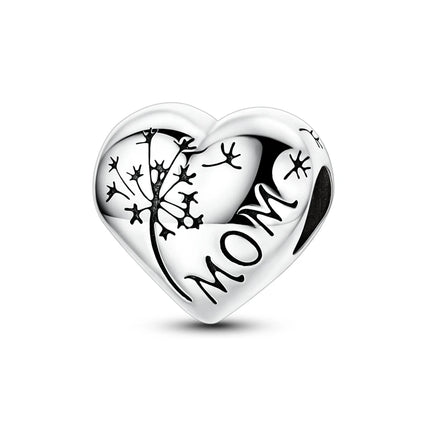 Charm Bead 925 Sterling Silver Heart Starry Sky Family Mother-Daughter-Sister Charm Fit Bracelets Pendant Women DIY Jewelry Gift