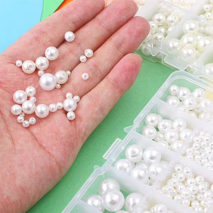 3-14mm Acrylic Imitation Pearl Beads 800pcs DIY Jewelry Making Kit for Necklace Bracelet Artware Decoration