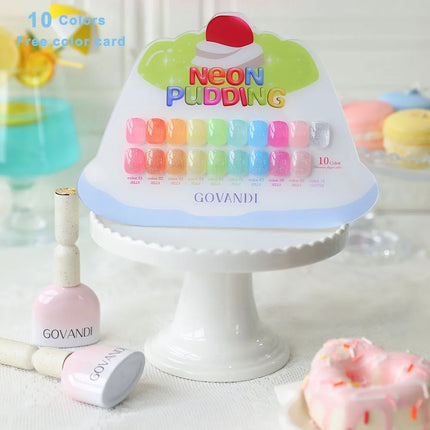 Spring Summer 10pcs Ice Cream Gel Nail Polish Set Soak Off Transparent Glitter Color UV LED Varnishes Nail Art Candy Gel Polish