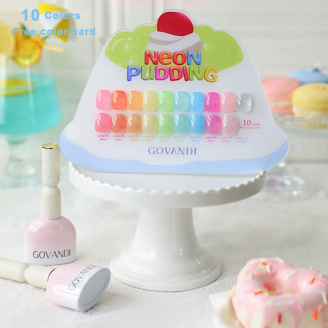 Spring Summer 10pcs Ice Cream Gel Nail Polish Set Soak Off Transparent Glitter Color UV LED Varnishes Nail Art Candy Gel Polish