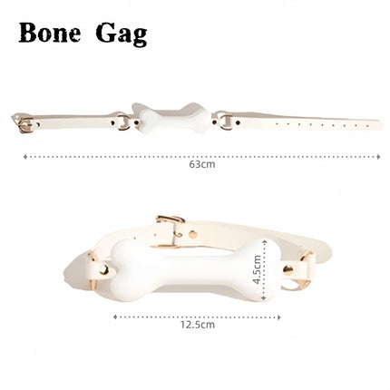 White Pink Slave Flirting Sex Prop with Fetish Bondage Handcuffs Spank Bone Mouth Plug for Couple BDSM Adult Game Erotic Sex Toy