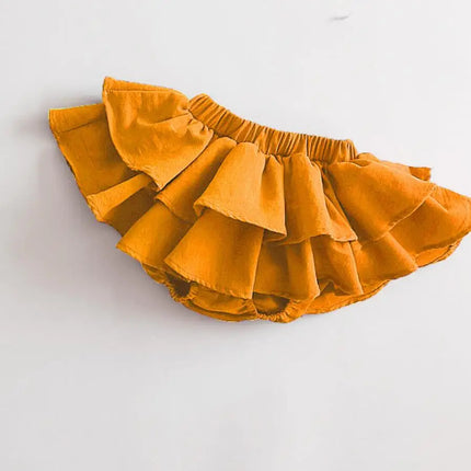 Double Layers Ruffles Lace Baby Skirt Pants Summer Cotton Linen Kids Pettiskirt Toddler Dancing Wedding Clothing Tutu Skirt