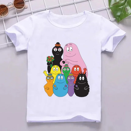 Hot Sale Cute Barbapapa Print Cartoon Kids T-shirt Funny Girls Summer Tops Baby Boys Clothes Children Short Sleeve T-shirt