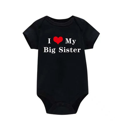 I LOVE MY Big SISTER and Brother Letter Printed Baby Outfit Newborn Short-sleeved Jumpsuit Casual Infant Romper Oneises