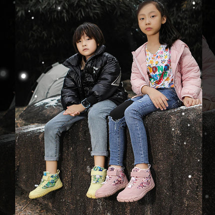Waterproof Kids Barefoot Snow Boots 2025 New Wide Toe Winter Warm Fur Lined Shoes for Boys Girls Cold Weather Outdoor Sneakers