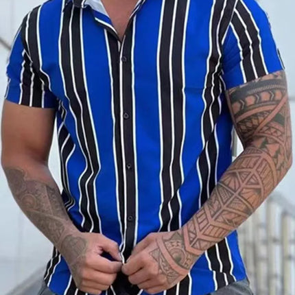 Hawaiian Men's Shirt Summer Fashion Sexy Striped Printed Shirts For Men Casual Tops Tee Male Clothing Oversized Camisa