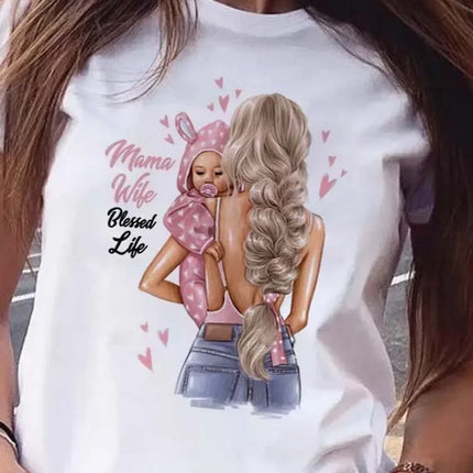Cartoon Mom Son Daughter Printed Kids T-Shirt Summer Casual Harajuku Girls Boys Short Sleeve Fashion Cotton Children Clothes Tops