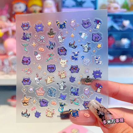 Pokémon Nail Stickers Gengar Mimikyu Anime Peripheral Creativity Ghost Series Exquisite Sticker Fashion Exquisite Diy Sticker